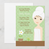 Spa Birthday Party Invitation Kaart (Voorkant / Achterkant)