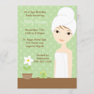 Spa Birthday Party Invitation Kaart
