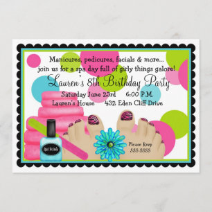 Spa Birthday party Invitations Kaart