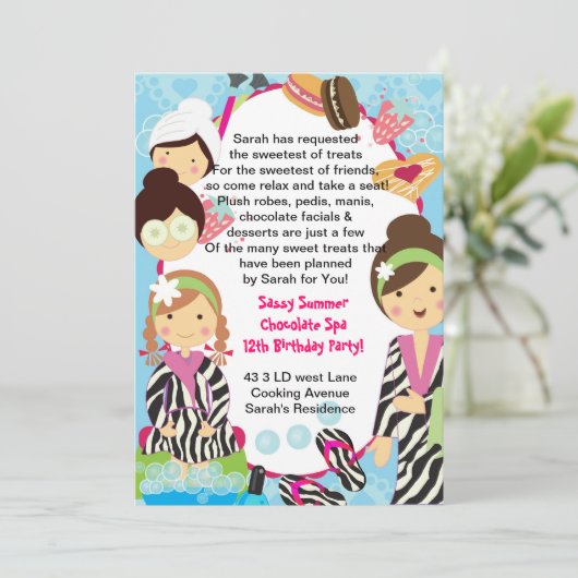 Spa Birthday Party zebra en cookies Kaart (Staand voorkant)