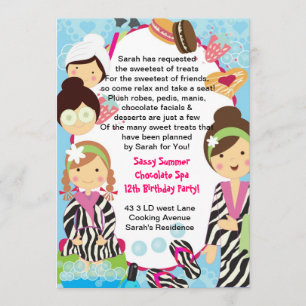 Spa Birthday Party zebra en cookies Kaart