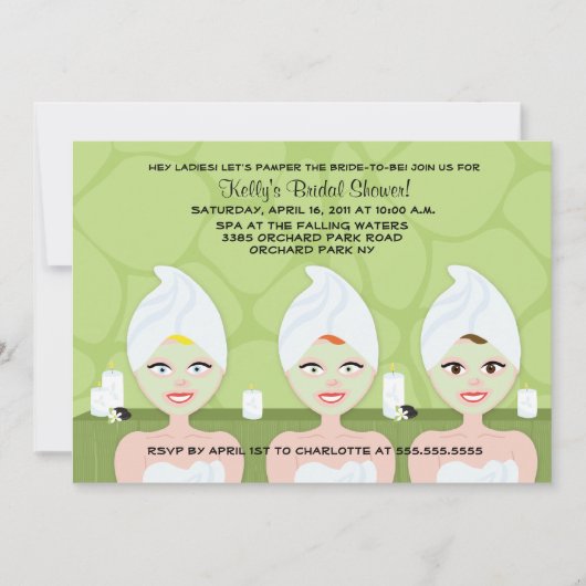 SPA BRIDAL DOUCHE INVITATION Green Giraffe Imprime (Devant)