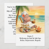 Spa by the beach with Hippo  Invitation Kaart (Voorkant / Achterkant)
