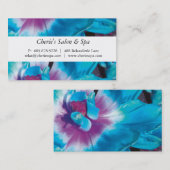 Spa - carte de visite bleu de fleur de salon (Devant / Derrière)