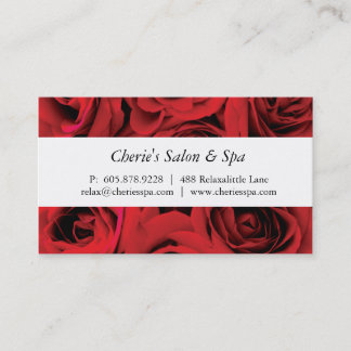 Spa - carte de visite de roses rouges de salon