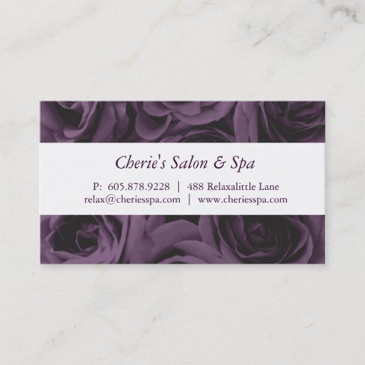 Spa - carte de visite pourpre de roses de salon (Devant)