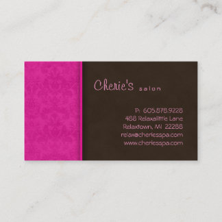 Spa - carte de visite rose à la mode 2 de damassé