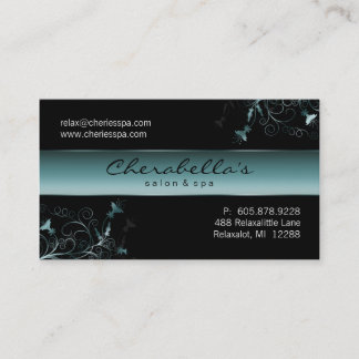Spa - carte de visite turquoise élégant de fleur