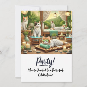 SPA Cat Birthday Party Uitnodigingskaart Kaart