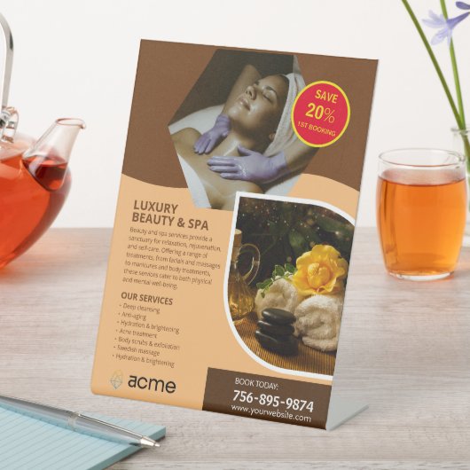 Spa Center Custom Reclamebord Met Voetstuk (Insitu)