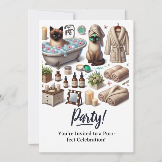 SPA Chat Anniversaire Carte d'invitation (Devant)