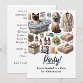 SPA Chat Anniversaire Carte d'invitation (Devant / Derrière)