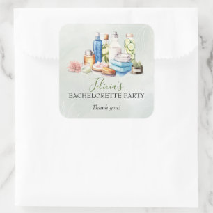 Spa Dag Bachelorette Feestje Vierkante Sticker