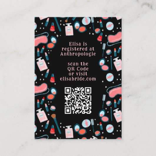 Spa Dag Bruids Bachelorette Beauty CUSTOM QR CODE Informatiekaartje (Voorkant)