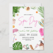 Spa Dag Verjaardag Uitnodiging, Meisjes Pamper Par Kaart (Voorkant)