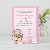 Spa Dag Vrijgezellenfeest Roze Invitation Kaart (Staand voorkant)