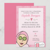 Spa Dag Vrijgezellenfeest Roze Invitation Kaart (Voorkant / Achterkant)