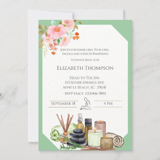 Spa Day Bachelorette Party Invitation (Devant)
