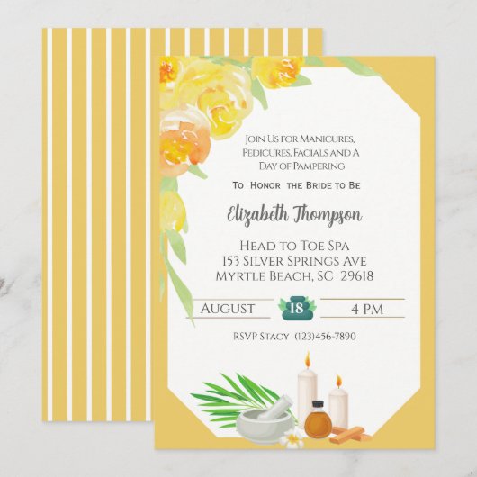 Spa Day Bachelorette Party Kaart (Voorkant / Achterkant)