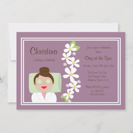 Spa Day Birthday Party Invitation Kaart (Voorkant)