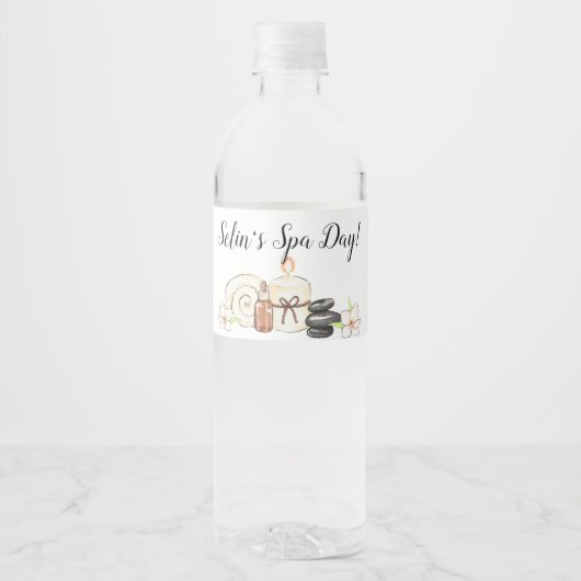 Spa Day Birthday Party Water Flacon Label Waterfles Etiket (Voorkant)