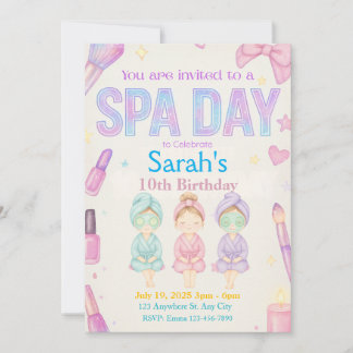 Spa Day Girl's Party Verjaardag Uitnodiging