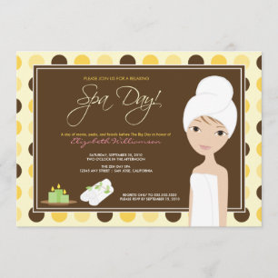 Spa Day Polka-stippen Vrijgezellenfeest Invite (ge Kaart