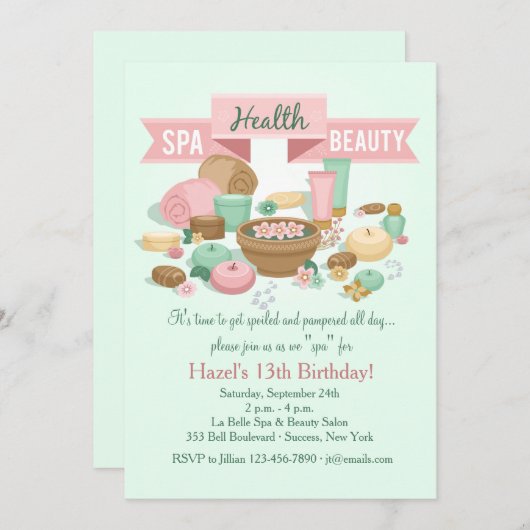 Spa de la santé beauté Invitation (Devant / Derrière)
