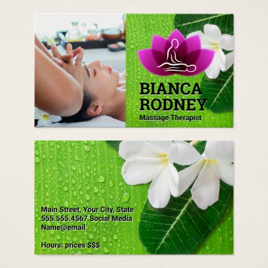 Spa de massothérapeute | Fleurs Feuilles (Devant & derrière)