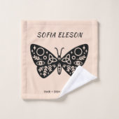 Spa du salon du papillon noir rose vif féminin (Gant de toilette)