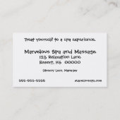 Spa et/ou carte de visite de massage (Dos)