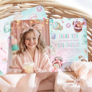 Spa-feest Pastel Verjaardag Foto Bedankkaart Kaart