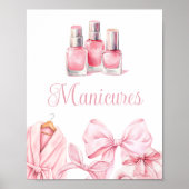 Spa-feest roze verjaardags manicure tafelbord poster (Voorkant)