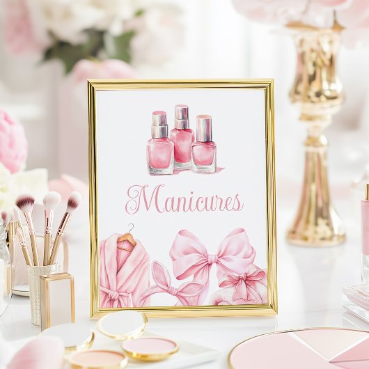 Spa-feest roze verjaardags manicure tafelbord poster