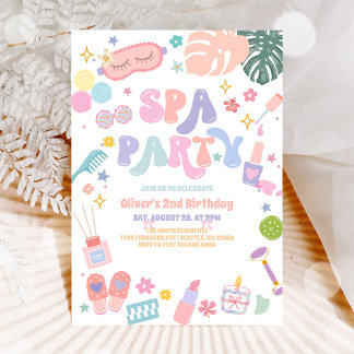 Spa-feest Slaapfeest Glam Verjaardagsuitnodiging Kaart