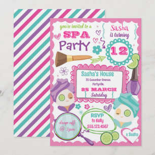 Spa-feest verjaardagsuitnodiging kaart