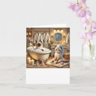 Spa feest voor Siamese Cat Lovers Kaart