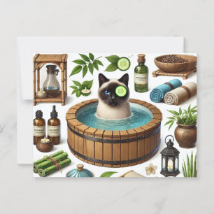 Spa-feest voor Siamezenkat liefhebbers Briefkaart