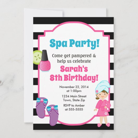 Spa fête Anniversaire Invitation Pamper Party (Devant)