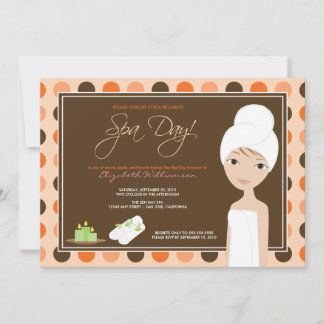 Spa Fête de l'mariée Pokka-dots Invitation (orange