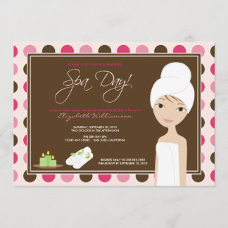 Spa Fête de l'mariée Pokka-dots Invitation (rose)