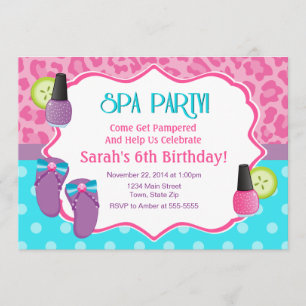 Spa Fête Invitation Anniversaire Carte 5x7