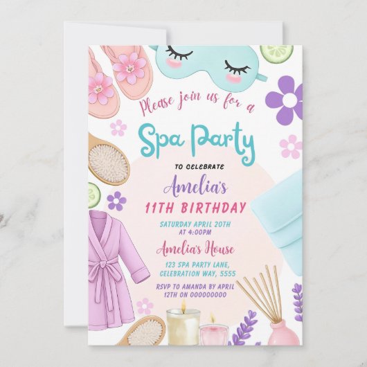 Spa Fête Invitation Anniversaire, Invitation Spa F (Devant)