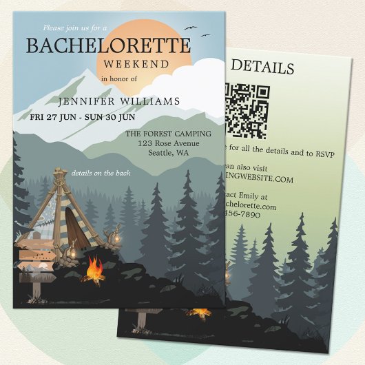 Spa forestier Camping Bachelorette Invitation du w