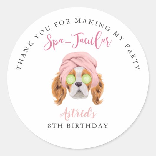 Spa Glam Squad Verjaardagsfeestje Dank u Ronde Sticker (Voorkant)