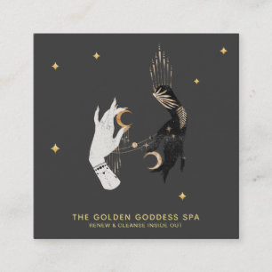 *~* Spa Hands Stars Moon Mystic Gold Palm Leaves Vierkante Visitekaartje
