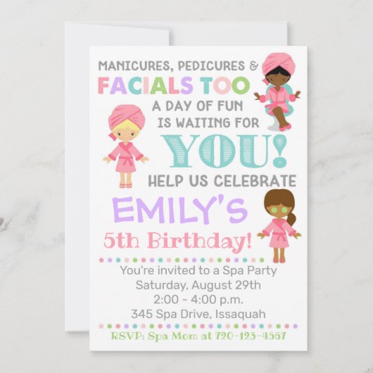 Spa Invitation Anniversaire Fille Spa (Devant)