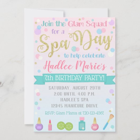 Spa Invitation Anniversaire Spa (Devant)