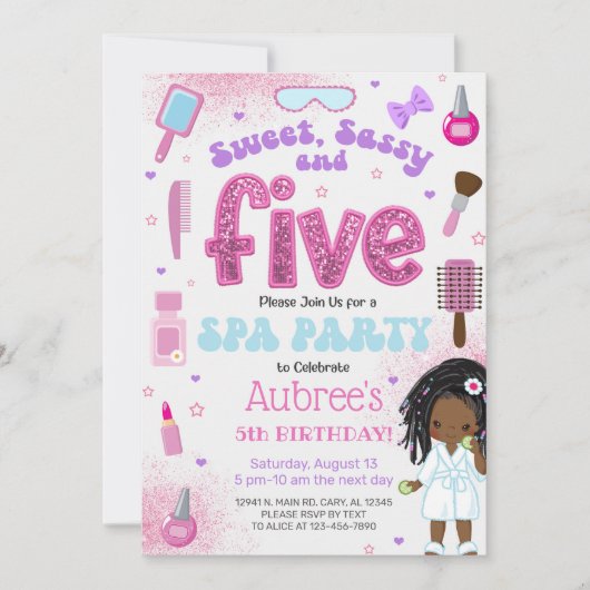 SPA, invitation d'anniversaire 5 ans pour fille, 5 (Devant)