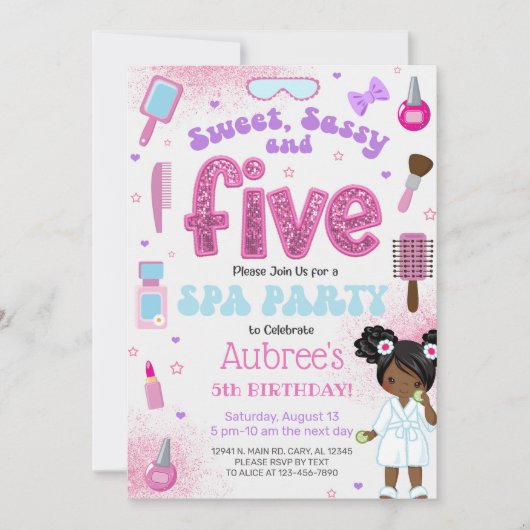 SPA, invitation d'anniversaire 5 ans pour fille, 5 (Devant)